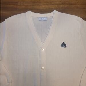 VTG IZOD 90s Grandpa Core Cardigan XL Ivory Knit Made USA EUC